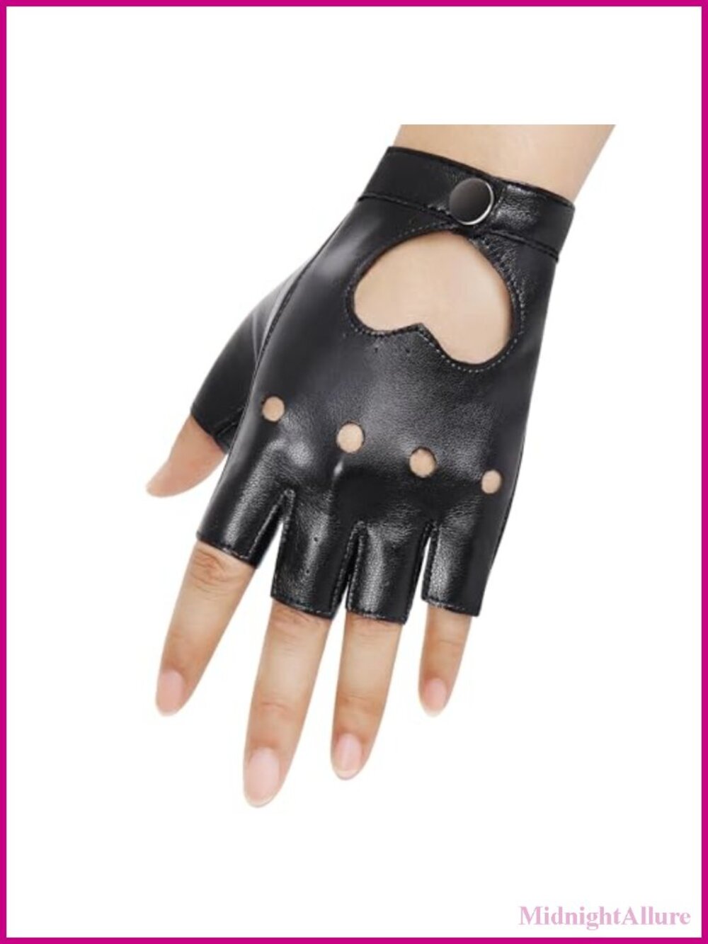 Fingerless Gloves Black PU Faux Leather Half Finger Punk Cosplay